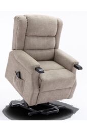 More4Homes Ashfield Electric Fabric Dual Motor Rise Recliner Lift Mobility Chair in Light Brown - thumbnail 1
