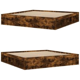Berkfield Home Bed Frame Smoked Oak 200x200 cm in Brown - thumbnail 4