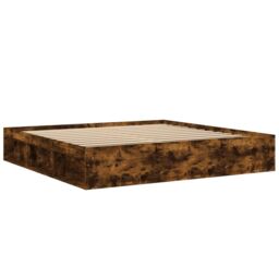 Berkfield Home Bed Frame Smoked Oak 200x200 cm in Brown - thumbnail 5