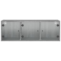 Berkfield Home Wall Cabinet with Glass Doors Grey Sonoma 102x37x35 cm - Size: 102 x 37 x 35 cm - thumbnail 6