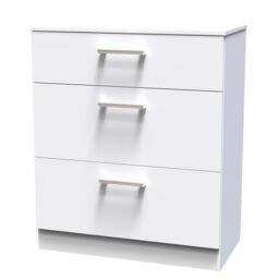 Swift Devon 3 Piece Bedroom Set (Wardrobe, Chest & Bedside) in White Matt - Ready Assembled - thumbnail 3