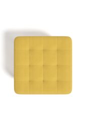Living and Home Bright Yellow Linen Padded Wooden Leg Square Footstool - thumbnail 4