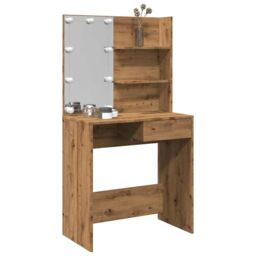 Berkfield Home Dressing Table with LED Artisan Oak 74.5x40x141 cm in Brown