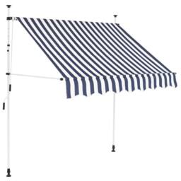 Berkfield Home Manual Retractable Awning 150 cm Blue & White Stripes - thumbnail 1
