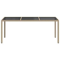 Berkfield Home Garden Table Beige 190x90x75 cm Tempered Glass & Poly Rattan - Size: 190 x 90 x 75 cm - thumbnail 1