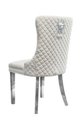 Groundlevel Set Of 2 Plush Velvet Dining Chairs with Lion Head Knocker in Natural - thumbnail 3