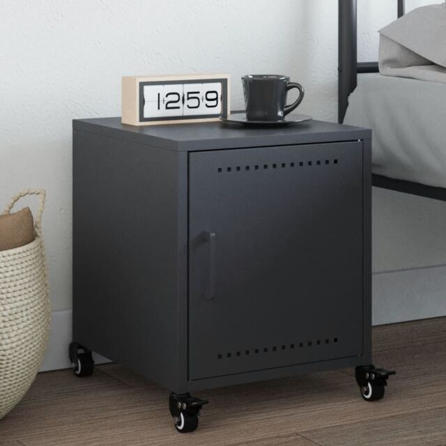 Berkfield Home Bedside Cabinet Anthracite 36x39x43.5 cm Steel in Black - image 1