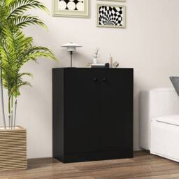 Costway 2-Door Storage Cabinet Buffet Cabinet w/ 3 Shelves Sideboard Kitchen Hallway in Black - thumbnail 5