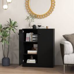 Costway 2-Door Storage Cabinet Buffet Cabinet w/ 3 Shelves Sideboard Kitchen Hallway in Black - thumbnail 3