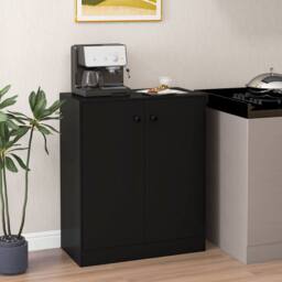 Costway 2-Door Storage Cabinet Buffet Cabinet w/ 3 Shelves Sideboard Kitchen Hallway in Black - thumbnail 4