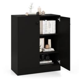 Costway 2-Door Storage Cabinet Buffet Cabinet w/ 3 Shelves Sideboard Kitchen Hallway in Black