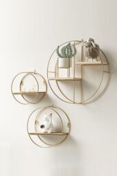 Living and Home Gold Wall Hanging Storage and Display Decorative Shelf - thumbnail 1