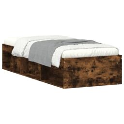 Berkfield Home Bed Frame Smoked Oak 75x190 cm Small Single in Brown - thumbnail 2