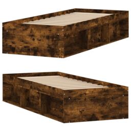 Berkfield Home Bed Frame Smoked Oak 75x190 cm Small Single in Brown - thumbnail 4