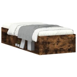 Berkfield Home Bed Frame Smoked Oak 75x190 cm Small Single in Brown - thumbnail 3
