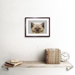 "Artery8 Wall Art Print Cat Persian Kitten Art Framed 9x7 inch in Brown - Size: W7"" x H9""" - thumbnail 2