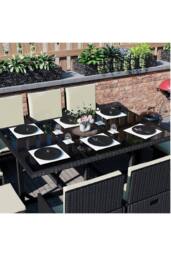 Home Discount 11Pc Garden Vida Cuba 10 Seater Rattan UKFR Fabric Garden Furniture in Black - thumbnail 4