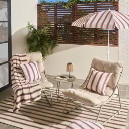 OHS Mykonos Bistro Set Outdoor Table Chair Garden Patio Furniture in Natural - thumbnail 1