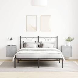 Berkfield Home Durable Wall-Mounted Bedside Cabinets 2 pcs Concrete Grey 38x34x40 cm - Size: 38 x 34 x 40 cm - thumbnail 1