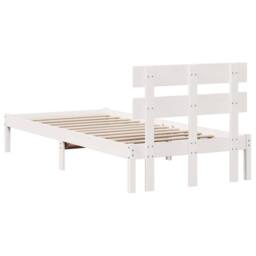 Berkfield Home Bed Frame with Headboard White 75x190 cm Solid Wood Pine - thumbnail 7