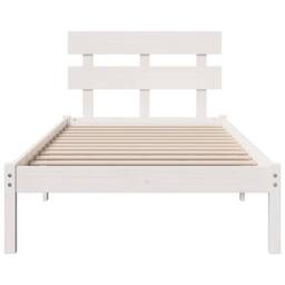 Berkfield Home Bed Frame with Headboard White 75x190 cm Solid Wood Pine - thumbnail 5