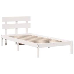 Berkfield Home Bed Frame with Headboard White 75x190 cm Solid Wood Pine
