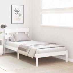Berkfield Home Bed Frame with Headboard White 75x190 cm Solid Wood Pine - thumbnail 4