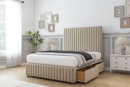 "Comfort Beds Khloe Coniston Divan Set 2 Drawers-54"" Headboard-Footboard in Cream - Size: Small Double" - thumbnail 2
