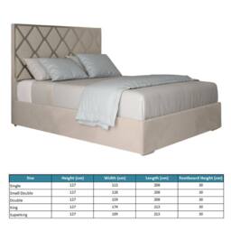 Casani Sturry Upholstered Soft Velvet Beige Metal Designer Bed Frame in Cream - Size: Super King - thumbnail 8