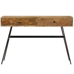 Berkfield Home Writing Desk with Drawers Solid Mango Wood 110x50x76 cm in Brown - Size: 110 x 50 x 76 cm - thumbnail 3