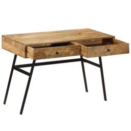 Berkfield Home Writing Desk with Drawers Solid Mango Wood 110x50x76 cm in Brown - Size: 110 x 50 x 76 cm - thumbnail 4