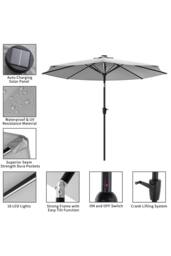 Living and Home 3m Large Solar Powered LED Patio Umbrella for Outdoor Garden in Grey - thumbnail 5