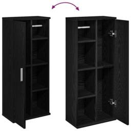 Berkfield Home Bathroom Cabinet with Roll Holder Black 39x22x90 cm - Size: 39 x 22 x 90 cm - thumbnail 8