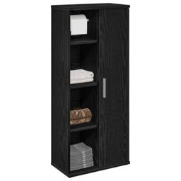 Berkfield Home Bathroom Cabinet with Roll Holder Black 39x22x90 cm - Size: 39 x 22 x 90 cm - thumbnail 2