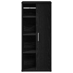 Berkfield Home Bathroom Cabinet with Roll Holder Black 39x22x90 cm - Size: 39 x 22 x 90 cm - thumbnail 4