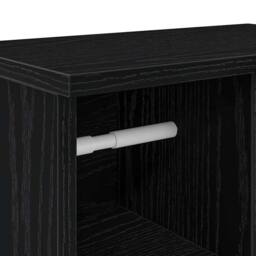 Berkfield Home Bathroom Cabinet with Roll Holder Black 39x22x90 cm - Size: 39 x 22 x 90 cm - thumbnail 9