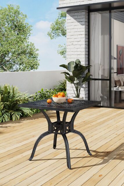 Garden Sanctuary Black Cast Aluminum Outdoor Dining Table - image 1