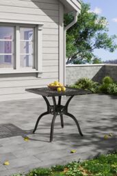 Garden Sanctuary Black Cast Aluminum Outdoor Dining Table - thumbnail 2