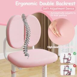 Gymax Tilting Study Desk & Chair Set For 3+ Years Old Height-Adjustable in Pink - thumbnail 5