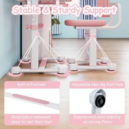 Gymax Tilting Study Desk & Chair Set For 3+ Years Old Height-Adjustable in Pink - thumbnail 6