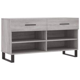 Berkfield Home Shoe Bench Grey Sonoma 102x35x55 cm Engineered Wood - Size: 102 x 35 x 55 cm - thumbnail 2