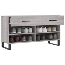 Berkfield Home Shoe Bench Grey Sonoma 102x35x55 cm Engineered Wood - Size: 102 x 35 x 55 cm - thumbnail 4