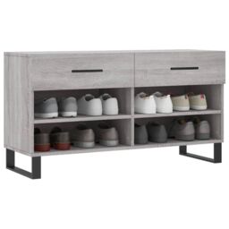 Berkfield Home Shoe Bench Grey Sonoma 102x35x55 cm Engineered Wood - Size: 102 x 35 x 55 cm - thumbnail 3