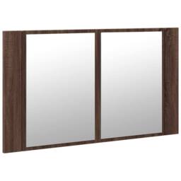 Berkfield Home LED Bathroom Mirror Cabinet Brown Oak 80x12x45 cm Acrylic - Size: 80 x 12 x 45 cm - thumbnail 6