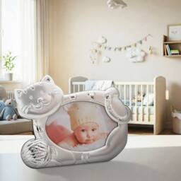 Happy Homewares Fun Smiling Cat Themed Satin Silver Picture Frame with String Ball - thumbnail 5