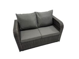 Fimous Garden Outdoor Furniture Set with Side Table 2 Big Footstools in Dark Grey - thumbnail 4