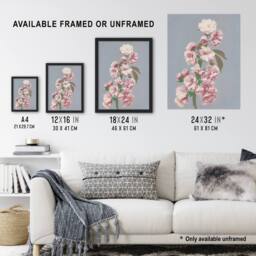 "Artery8 Cherry Blossom Flower Bloom Vintage Japan Wall Art Print in Pink - Size: W24"" x H32""" - thumbnail 3