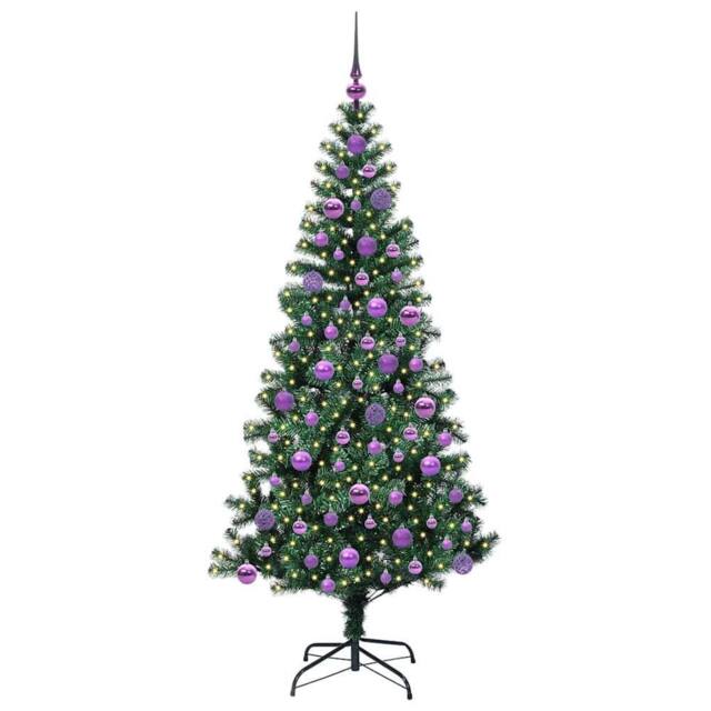 Berkfield Home Elegant Artificial Pre-lit Christmas Tree Green 180 cm PVC & Metal - image 1