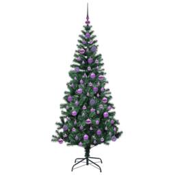 Berkfield Home Elegant Artificial Pre-lit Christmas Tree Green 180 cm PVC & Metal - thumbnail 4