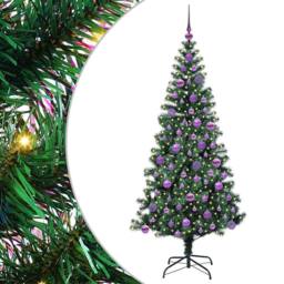 Berkfield Home Elegant Artificial Pre-lit Christmas Tree Green 180 cm PVC & Metal - thumbnail 3